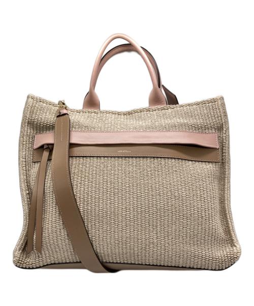 LORISTELLA（ロリステッラ）LORISTELLA (ロリステッラ) スクエアトートバッグ アイボリー×ピンクの古着・服飾アイテム