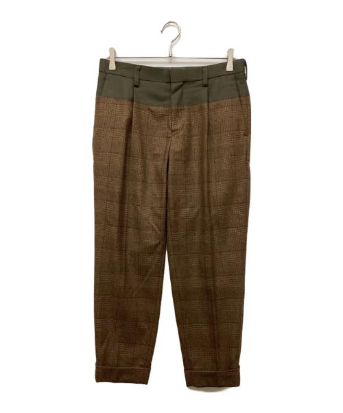 KOLOR（カラー）KOLOR (カラー) 切替チェックスラックス ブラウン サイズ:1の古着・服飾アイテム