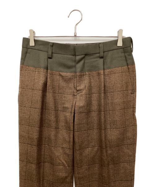 KOLOR（カラー）KOLOR (カラー) 切替チェックスラックス ブラウン サイズ:1の古着・服飾アイテム