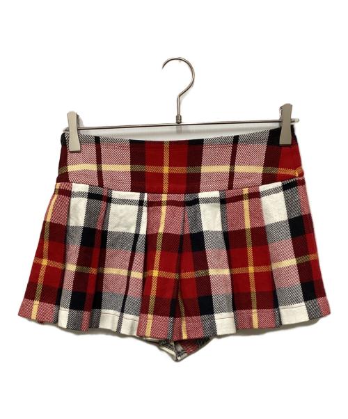 BURBERRY BLUE LABEL（バーバリーロンドンブルーレーベル）BURBERRY BLUE LABEL (バーバリーロンドンブルーレーベル) ベルトデザインキュロット レッド サイズ:36の古着・服飾アイテム