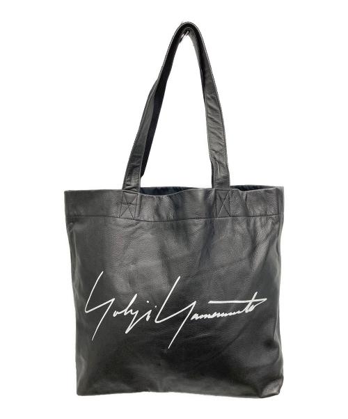 YOHJI YAMAMOTO（ヨウジヤマモト）YOHJI YAMAMOTO (ヨウジヤマモト) ノベルティロゴレザートートバッグ ブラックの古着・服飾アイテム