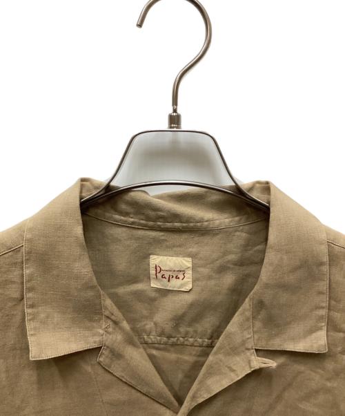 PAPAS（パパス）PAPAS (パパス) オープンカラーシャツ ベージュ サイズ:Lの古着・服飾アイテム