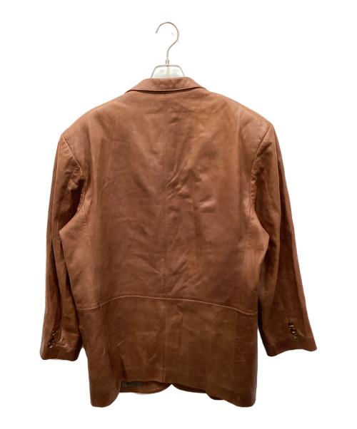 PAPAS（パパス）PAPAS (パパス) 3Bレザーテーラードジャケット ブラウン サイズ:Lの古着・服飾アイテム