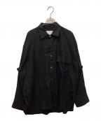 steinシュタイン）の古着「OVERSIZED DOWN PAT SHIRT/オーバーサイズ　ダウン　パットシャツ」｜ブラック