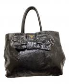 PRADAプラダ）の古着「エナメルリボンバッグ」｜ブラック