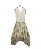 GRACE CONTINENTAL（グレースコンチネンタル）の古着「フラワー刺繍フレアニットワンピ」｜ホワイト