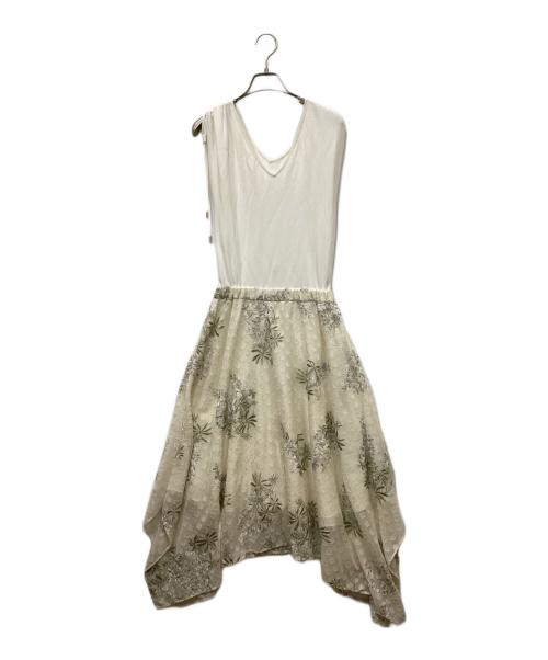 GRACE CONTINENTAL（（グレースコンチネンタル）GRACE CONTINENTAL (（グレースコンチネンタル) フラワー刺繍フレアニットワンピ ホワイト サイズ:36の古着・服飾アイテム