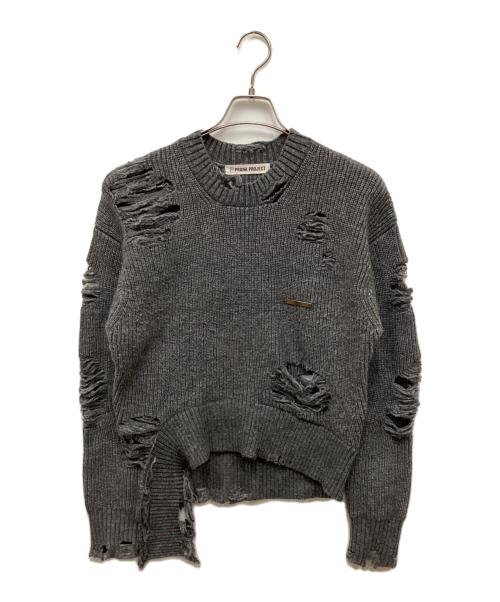 PRANK PROJECT（プランクプロジェクト）PRANK PROJECT (プランクプロジェクト) クラッシュニットプルオーバー グレー サイズ:FREEの古着・服飾アイテム