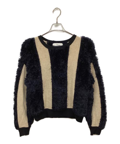 TOGA PULLA（トーガ プルラ）TOGA PULLA (トーガ プルラ) 切替ニット ベージュ×ネイビー サイズ:38の古着・服飾アイテム