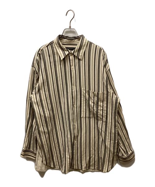 KAZUYUKI KUMAGAI ATTACHMENT（カズユキクマガイ アタッチメント）KAZUYUKI KUMAGAI ATTACHMENT (カズユキクマガイ アタッチメント) Cu C Random stripe Side slits L S shirt ベージュ サイズ:1の古着・服飾アイテム