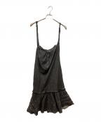 PINK HOUSEピンクハウス）の古着「デニムフリルスカート」｜ブラック