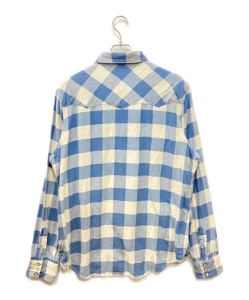 RRL（ダブルアールエル）RRL (ダブルアールエル) スリム フィット ツイルウエスタン シャツ ブルー サイズ:XLの古着・服飾アイテム
