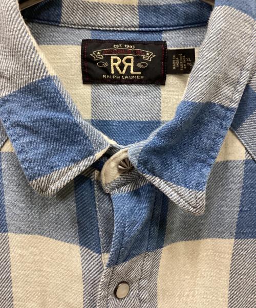 RRL（ダブルアールエル）RRL (ダブルアールエル) スリム フィット ツイルウエスタン シャツ ブルー サイズ:XLの古着・服飾アイテム