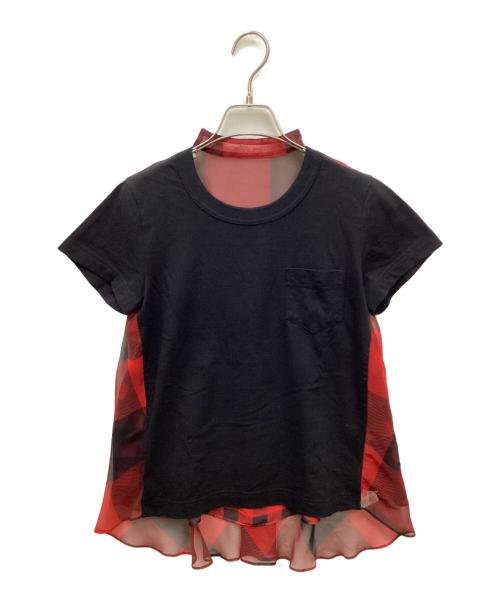 sacai（サカイ）sacai (サカイ) ドッキングTシャツ ブラック×レッド サイズ:1の古着・服飾アイテム