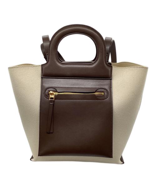 EPOR（エポール）EPOR (エポール) キャンバス2WAYバッグ アイボリー×ブラウンの古着・服飾アイテム