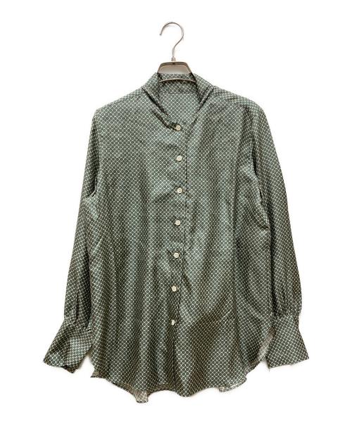 23区 R(アール)（23ク アール）23区 R(アール) (23ク アール) シルクボウタイブラウス グリーン サイズ:size38 未使用品の古着・服飾アイテム