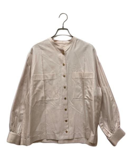 ebure（エブール）ebure (エブール) バンドカラーシルクシャツ ピンク サイズ:size38の古着・服飾アイテム