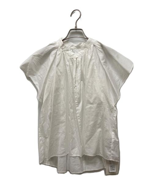 MACPHEE（マカフィー）MACPHEE (マカフィー) ハイカウントコットンツイル ギャザーブラウス ホワイト サイズ:size36の古着・服飾アイテム