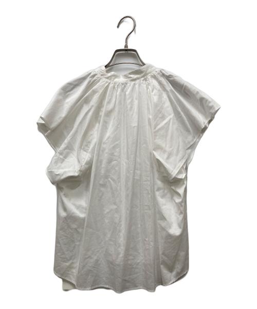 MACPHEE（マカフィー）MACPHEE (マカフィー) ハイカウントコットンツイル ギャザーブラウス ホワイト サイズ:size36の古着・服飾アイテム