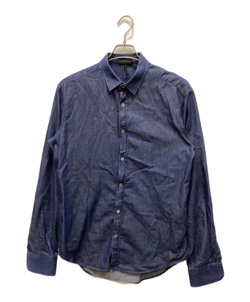 EMPORIO ARMANI（エンポリオ アルマーニ）EMPORIO ARMANI (エンポリオアルマーニ) シャンブレーシャツ インディゴ サイズ:Lの古着・服飾アイテム