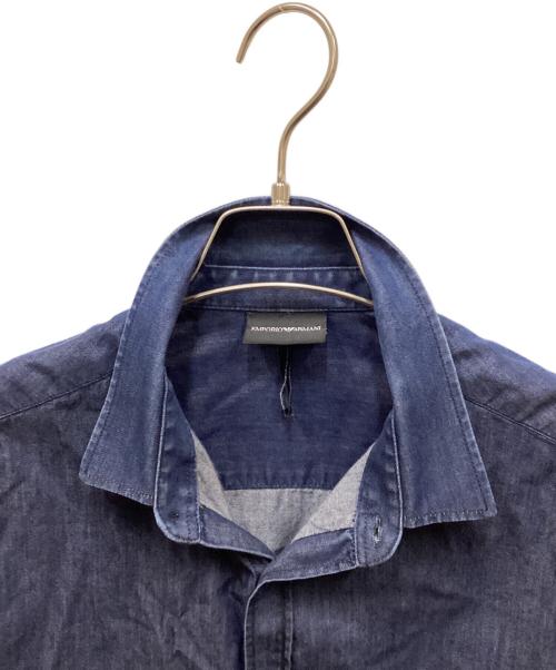 EMPORIO ARMANI（エンポリオ アルマーニ）EMPORIO ARMANI (エンポリオアルマーニ) シャンブレーシャツ インディゴ サイズ:Lの古着・服飾アイテム