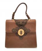 PRADAプラダ）の古着「ターンロックレザーハンドバッグ」｜ブラウン