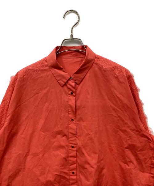 LANVIN en Bleu（ランバンオンブルー）LANVIN en Bleu (ランバンオンブルー) サイドレースシャツワンピース ピンク サイズ:38の古着・服飾アイテム