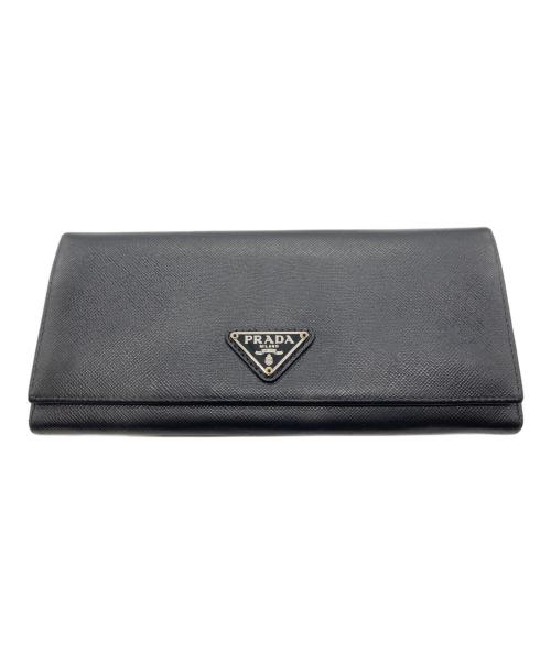 PRADA（プラダ）PRADA (プラダ) ロゴプレートサフィアーノ長財布 ブラックの古着・服飾アイテム