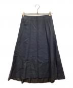 DRAWERドゥロワー）の古着「バックロングセミフレアスカート」｜ネイビー