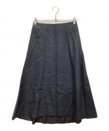 DRAWER（ドゥロワー）の古着「バックロングセミフレアスカート」｜ネイビー