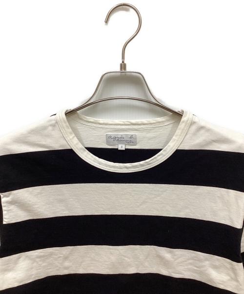 agnes b homme（アニエスベーオム）agnes b homme (アニエスベーオム) ボーダーTシャツ ホワイト×ブラック サイズ:3の古着・服飾アイテム