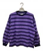 MAISON SPECIALメゾンスペシャル）の古着「ボーダーカットソー」｜ネイビー×パープル