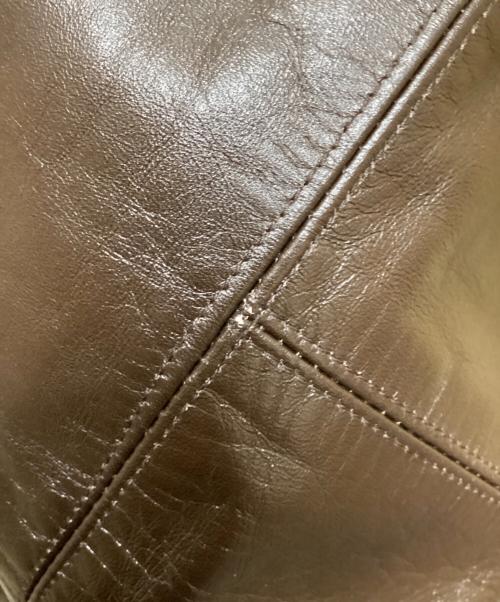 Laskinlamb（ラスキンラム）Laskinlamb (ラスキンラム) ボア切替レザージャケット ブラウン×ベージュ サイズ:size40の古着・服飾アイテム