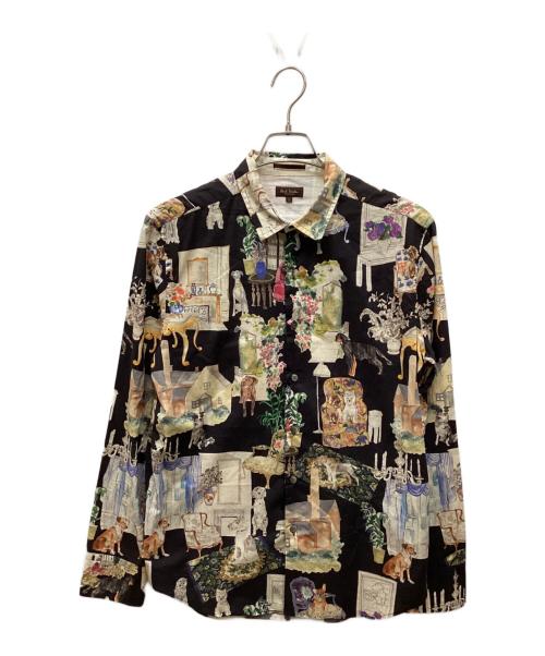Paul Smith COLLECTION（ポールスミス コレクション）Paul Smith COLLECTION (ポールスミス コレクション) 総柄シャツ ブラック×ベージュ サイズ:Lの古着・服飾アイテム