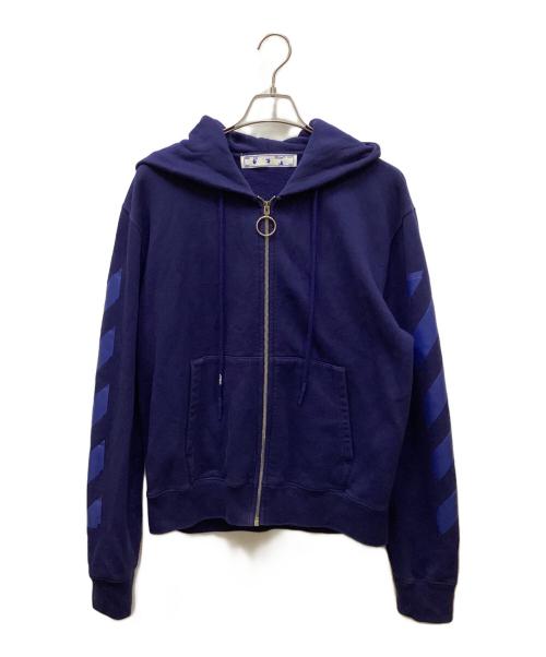 OFFWHITE（オフホワイト）OFFWHITE (オフホワイト) RUBBER ARROW SLIM ZIP HOOD ブルー サイズ:Lの古着・服飾アイテム