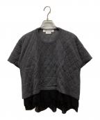 COMME des GARCONS COMME des GARCONSコムデギャルソン コムデギャルソン）の古着「AD2014キルティング×シアードッキングTシャツ」｜グレー