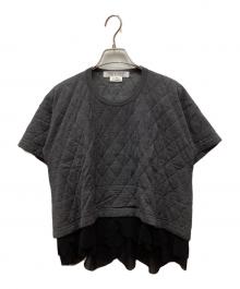 COMME des GARCONS COMME des GARCONS（コムデギャルソン コムデギャルソン）の古着「AD2014キルティング×シアードッキングTシャツ」｜グレー