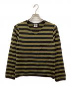 BLACK COMME des GARCONSブラックコムデギャルソン）の古着「Vネックボーダーニット」｜カーキ