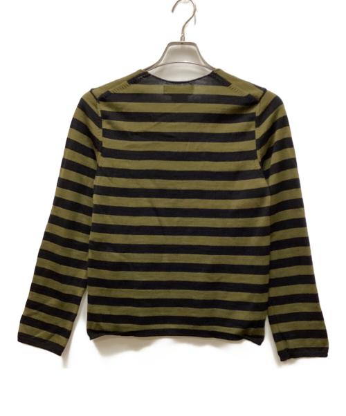 BLACK COMME des GARCONS（ブラックコムデギャルソン）BLACK COMME des GARCONS (ブラックコムデギャルソン) Vネックボーダーニット カーキ サイズ:Sの古着・服飾アイテム
