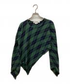 COMME des GARCONS COMME des GARCONSコムデギャルソン コムデギャルソン）の古着「AD2010タータンチェックアシメカットソー」｜グリーン