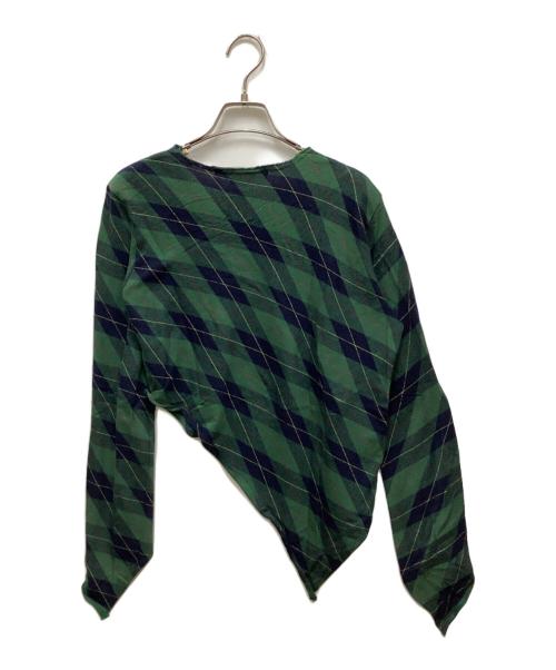 COMME des GARCONS COMME des GARCONS（コムデギャルソン コムデギャルソン）COMME des GARCONS COMME des GARCONS (コムデギャルソン コムデギャルソン) AD2010タータンチェックアシメカットソー グリーン サイズ:Sの古着・服飾アイテム