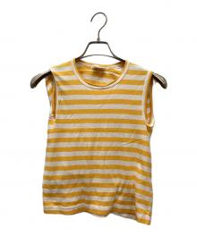 COMME des GARCONS（コムデギャルソン）の古着「スクエアデザインボーダーTシャツ」｜イエロー