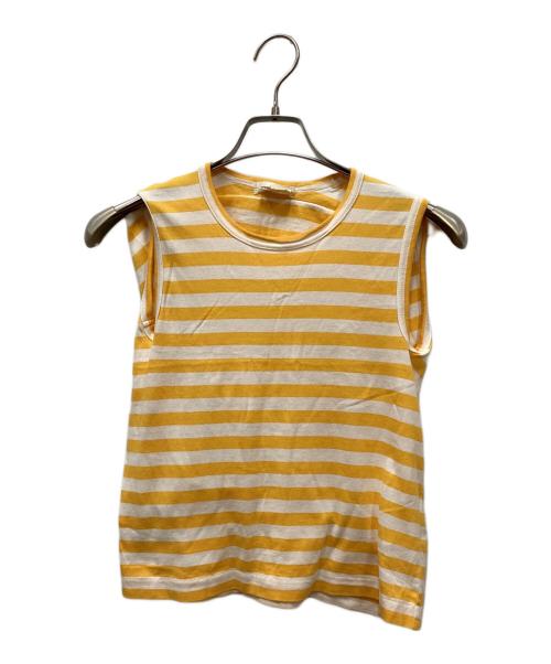 COMME des GARCONS（コムデギャルソン）COMME des GARCONS (コムデギャルソン) スクエアデザインボーダーTシャツ イエロー サイズ:Sの古着・服飾アイテム