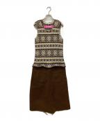 JUNYA WATANABE MAN PINKジュンヤワタナベマン ピンク）の古着「AD2003ニット×ベロアドッキングワンピース」｜ブラウン