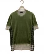 COMME des GARCONS HOMMEコムデギャルソン オム）の古着「タータンチェック切替グラデーションTシャツ」｜オリーブ