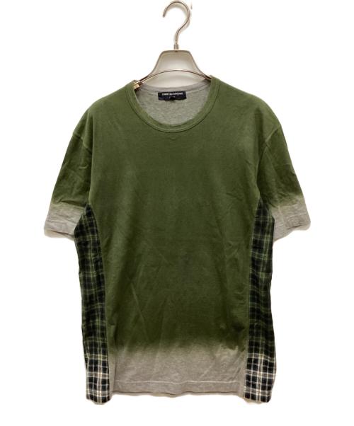 COMME des GARCONS HOMME（コムデギャルソン オム）COMME des GARCONS HOMME (コムデギャルソン オム) タータンチェック切替グラデーションTシャツ オリーブ サイズ:Mの古着・服飾アイテム