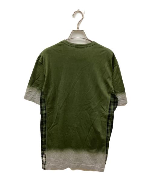 COMME des GARCONS HOMME（コムデギャルソン オム）COMME des GARCONS HOMME (コムデギャルソン オム) タータンチェック切替グラデーションTシャツ オリーブ サイズ:Mの古着・服飾アイテム