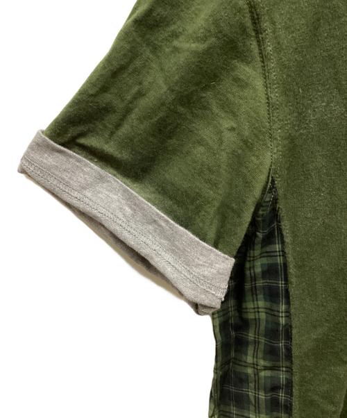 COMME des GARCONS HOMME（コムデギャルソン オム）COMME des GARCONS HOMME (コムデギャルソン オム) タータンチェック切替グラデーションTシャツ オリーブ サイズ:Mの古着・服飾アイテム