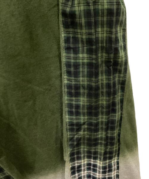 COMME des GARCONS HOMME（コムデギャルソン オム）COMME des GARCONS HOMME (コムデギャルソン オム) タータンチェック切替グラデーションTシャツ オリーブ サイズ:Mの古着・服飾アイテム