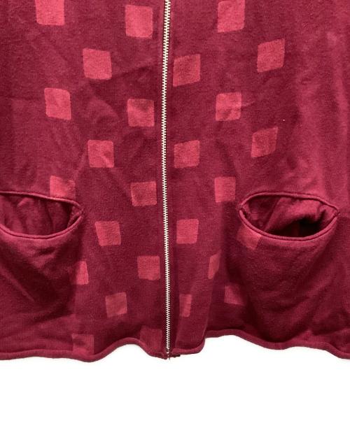 COMME des GARCONS HOMME（コムデギャルソン オム）COMME des GARCONS HOMME (コムデギャルソン オム) AD2000スクエア柄ジップカーディガン レッド サイズ:記載なしの古着・服飾アイテム